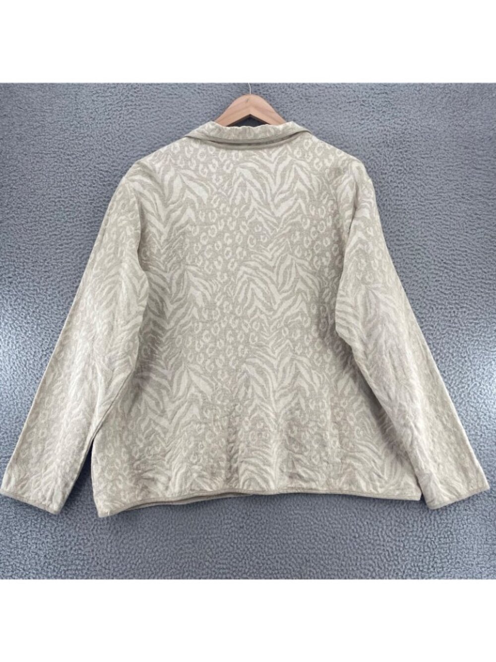 Coldwater Creek Jacket Womens 3X Ivory Animal Print Linen Cotton Blend Blazer - Picture 3 of 10